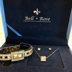 Necklace, earrings and watch set